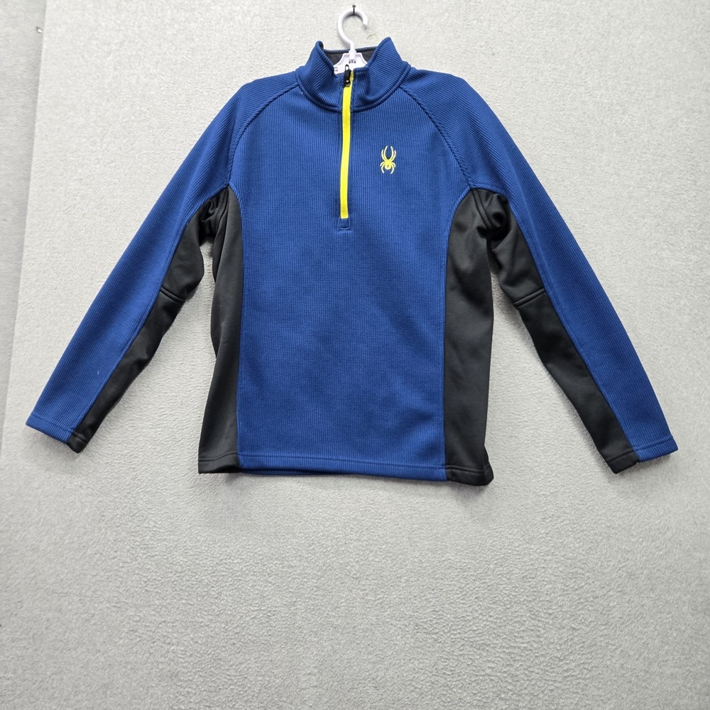 Spyder Men Sweatshirt L/G Blue Embroidered Spider Activewear Zipper Logo